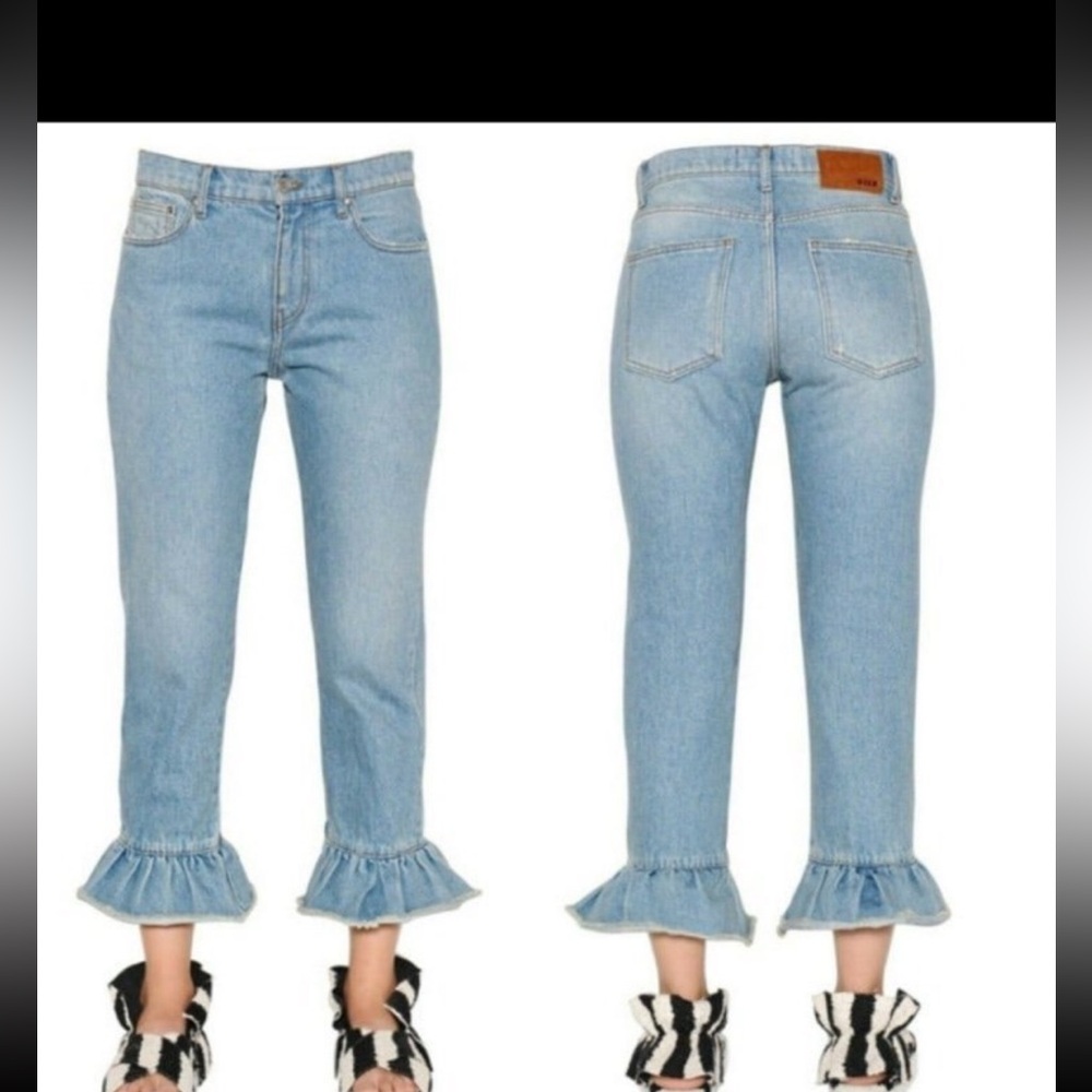 MSGM Cropped Light Blue Ruffle Hem Jeans Denim Anthropologie Medium